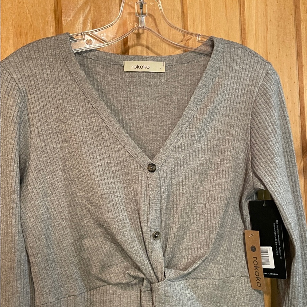 NWT ROKOKO GRAY KNIT DRESS Sz L - Picture 2 of 6